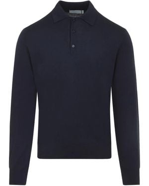 Canali Buttoned cashmere polo shirt - Blau