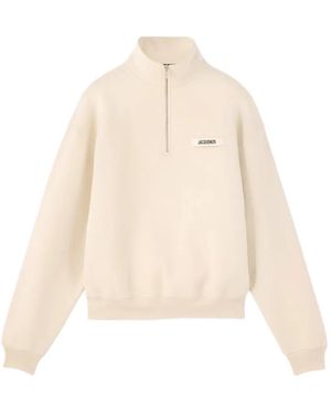 Jacquemus Logo-Patch Quarter-Zip Jumper - Natural
