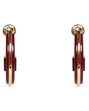 Fendi Logo-Plaque Earrings - White