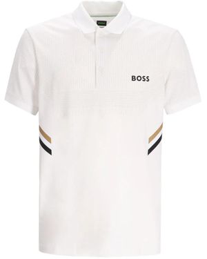BOSS Polo Con Dettaglio A Righe - Bianco