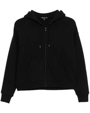 James Perse Cosy Fleece Hoodie Met Rits - Zwart