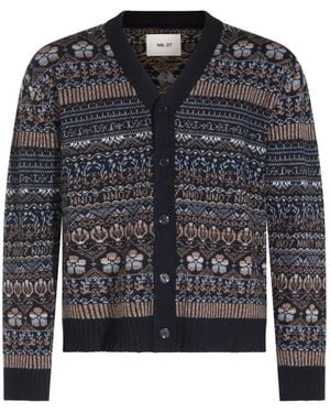 NN07 Tobias Cardigan Mit Intarsienmuster - Schwarz