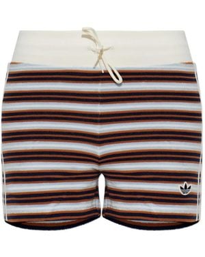 adidas Striped Logo-Patch Mini Shorts - Blue