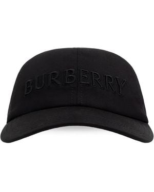 Burberry Logo Gabardine Baseball Cap - Black