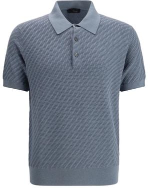 Brioni Poloshirt Met Korte Mouwen - Blauw