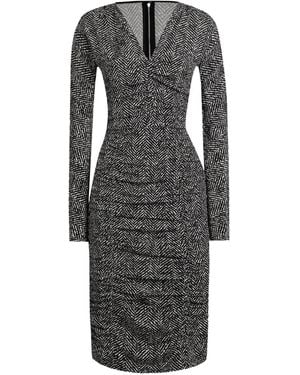 Dolce & Gabbana Chevron Gathered Midi Dress - Black
