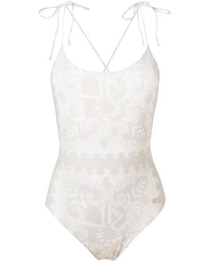 Valentino Garavani Geometric-Print Swimsuit - White
