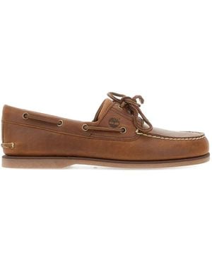 Timberland Two-Eye Laced Leather Lace-Up Shoes - Brown
