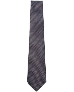Canali Geometric-Pattern Silk Tie - White