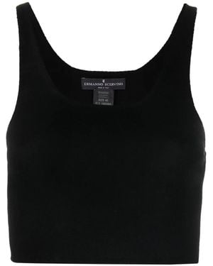 Ermanno Scervino Virgin Wool Cropped Top - Black