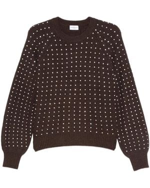 Marella Embellished Round-Neck Sweater - Brown