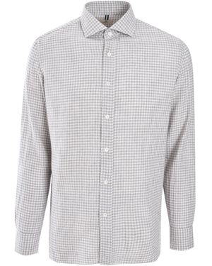 Luigi Borrelli Napoli Checked Poplin Shirt - White