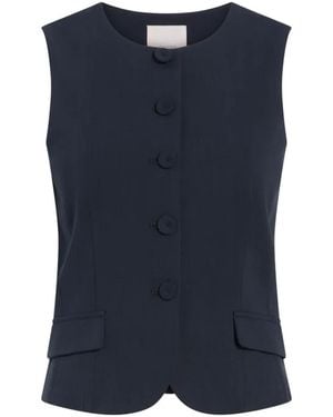 Cinq À Sept Winora Button-Front Sleeveless Vest - Blue