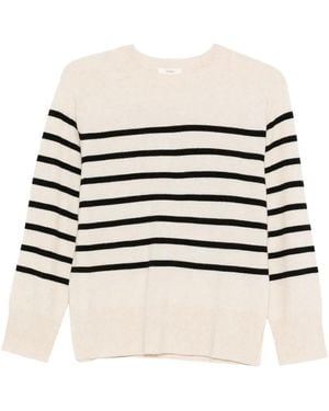 Yerse Striped Round-Neck Jumper - White