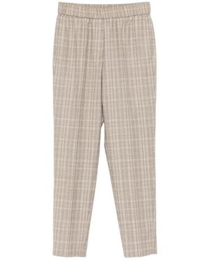 Peserico Checked Elasticated-Waist Trousers - Natural