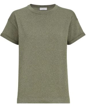 Brunello Cucinelli Sparkling Cashmere And Silk Lightweight Knit T-Shirt - Green