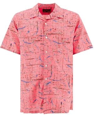 Beams Plus Hemd mit abstraktem Print - Pink
