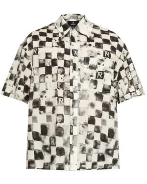 Represent Checkerboard-Print Short-Sleeve Shirt - White