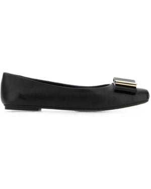 Ferragamo Lina Bow-Detail Ballet Flats - Black