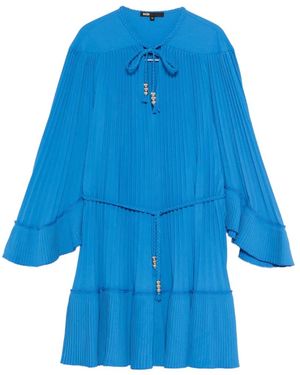 Maje Gevlochten Mini-Jurk Met Plooien - Blauw
