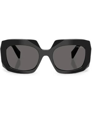Prada Symbole Geometric-Frame Sunglasses - Nero