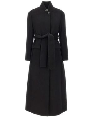 Marella Belted Single-Breasted Coat - Black