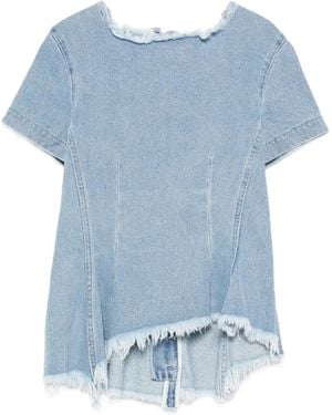 Marques'Almeida Frayed-Hem Top - Blue