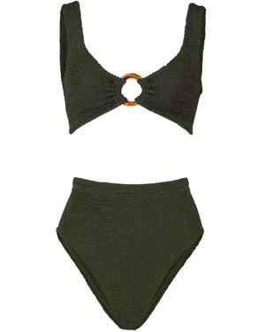 Hunza G Nadine Crinkle-Effect Bikini - Green