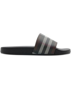 Burberry Pantoletten mit Karomuster - Weiß