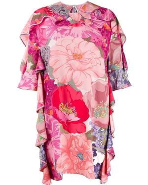 Valentino Garavani Floral Print Ruffled Dress - Pink