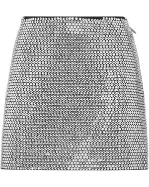 Philipp Plein Leather Mini Skirt Crystal - Gray