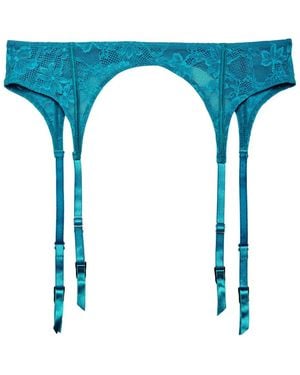 Fleur du Mal Le Stretch Lace Garter Belt - Blue