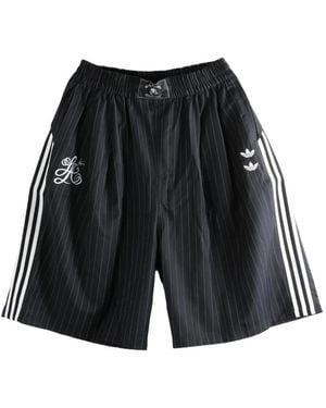 adidas X Willy Chavarria.Pinstripe-Pattern Side-Stripe Shorts - Black