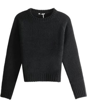 AURALEE Ribbed-Knit Raglan-Sleeve Sweater - Black