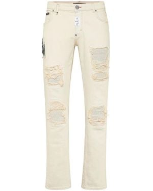 Philipp Plein Logo-Patch Jeans - Natural