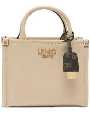 Liu Jo Small Logo Charm Tote Bag - Natural