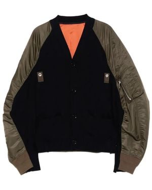 Sacai Twill Cardigan - Black