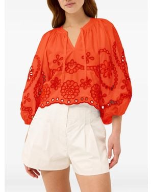 Marie Oliver Vara Broderie-Anglaise Blouse - Red