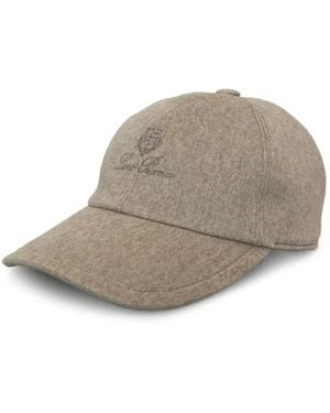 Loro Piana Logo-Embroidered Wool Cap - Grey