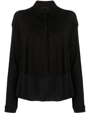 Transit Paneled Virgin Wool-Blend Top - Black