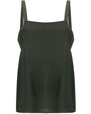 Fabiana Filippi Silk Blend Top With Design And Sparkling Straps - Green