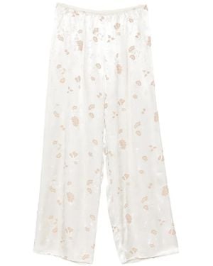 Doen Pantalon Lavona À Fleurs En Jacquard - White