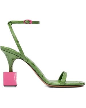 Jacquemus The Bisou Cube-Heel Sandals - Green