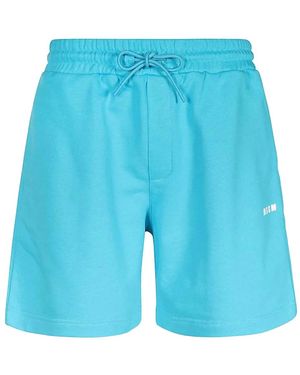 MSGM Elasticated-Waistband Cotton Shorts - Blue