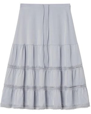 B+ AB Lace-Trim Tiered Midi Skirt - Grey