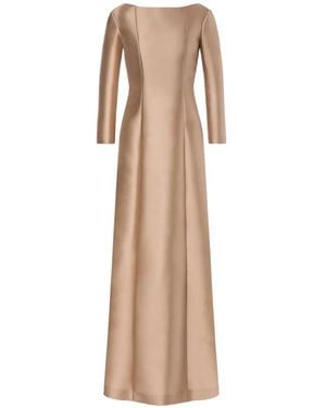 Alberta Ferretti Robe Longue À Manches Longues - Natural
