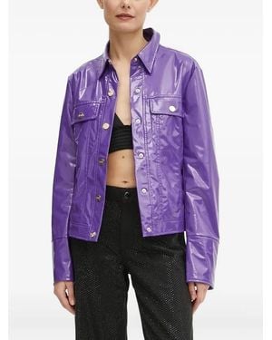 Silvian Heach High-Shine Button-Fastening Jacket - Purple