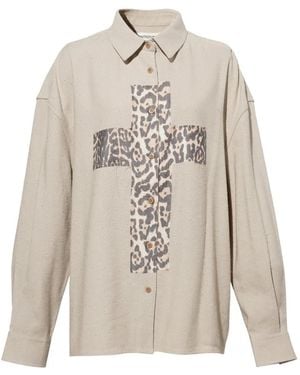 TRINITESTUDIO Chemise À Détail Imprimé Léopard - White