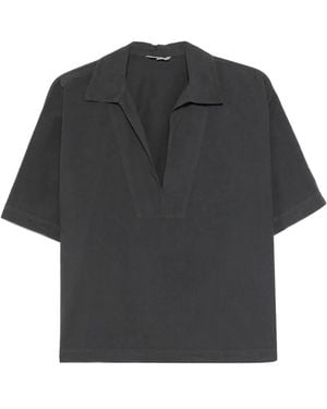 Barena V-Neck Cotton Blouse - Black