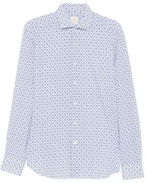 Xacus Geometric-Print Long-Sleeve Shirt - White